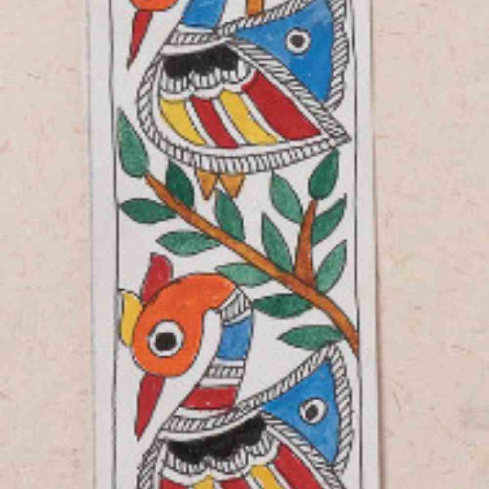 Peacock Madhubani Handpainted Bookmark